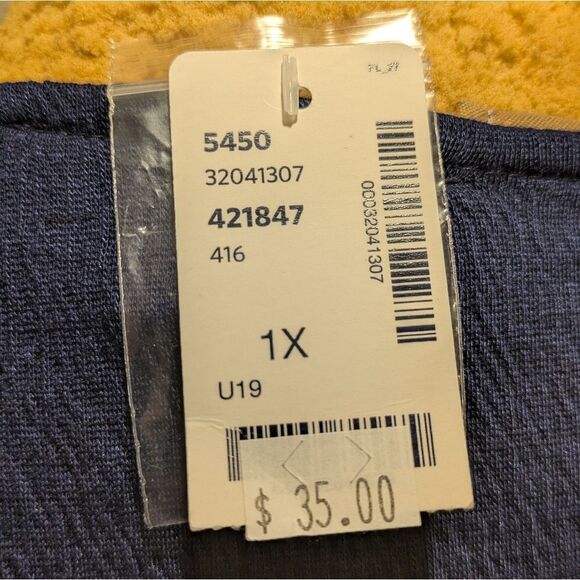 NWT Love & Legend 1X Navy Blue Ruched Back V-Neck Top - Picture 9 of 9